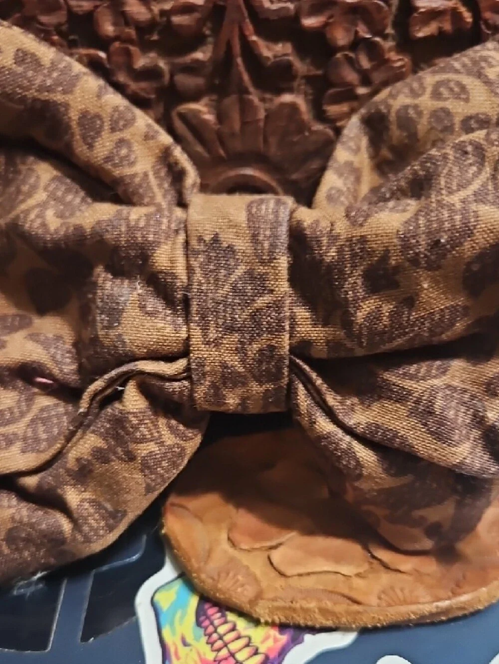 Handmade Brown Paisley Pet Collar Bow Tie Accessory NEW